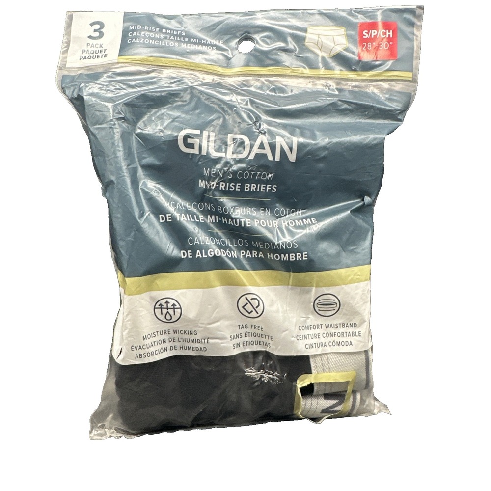 Gildan Men's Cotton Mid Rise Briefs Multi Color 3 Pack Size M Medium Cotton New
